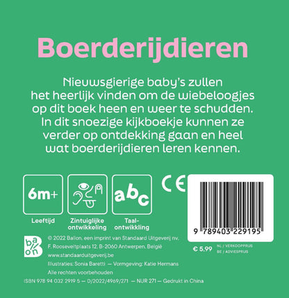 Standaard Uitgeverij - Boerderijdieren - Kartonboek met Wiebeloogjes