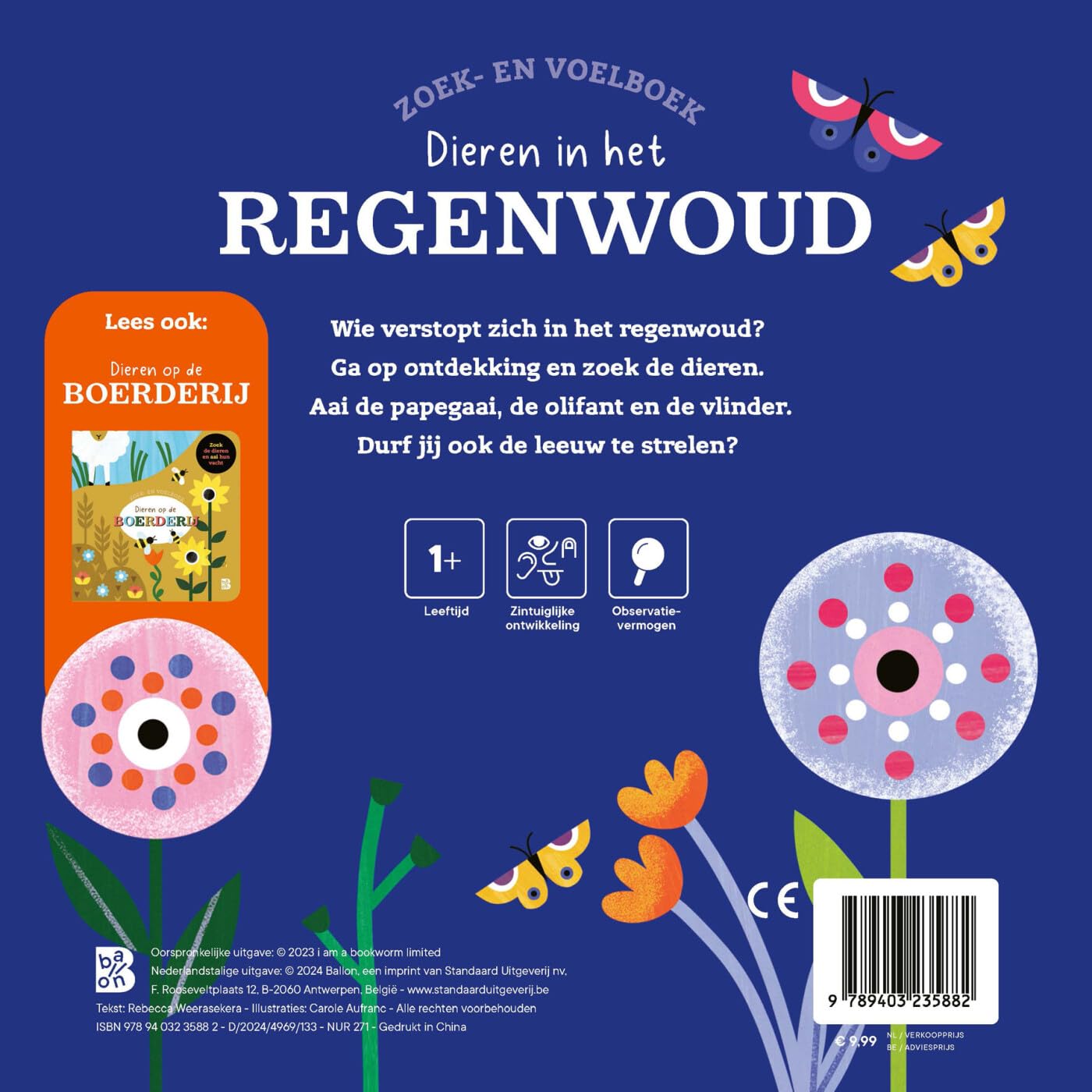 Standaard Uitgeverij - Zoek- en Voelboek - Dieren in het Regenwoud 12m+