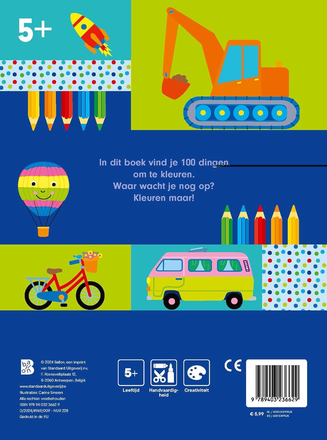 Standaard Uitgeverij - 100 Dingen om te Kleuren - Voertuigen 3+
