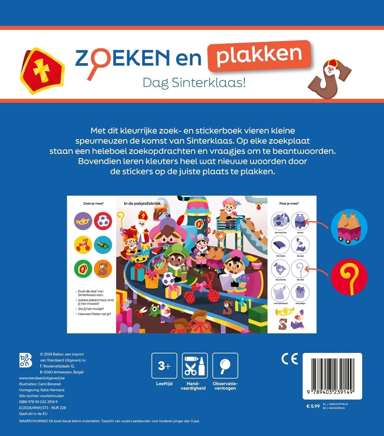 Standaard Uitgeverij - Zoeken en Plakken - Dag Sinterklaas! 3+