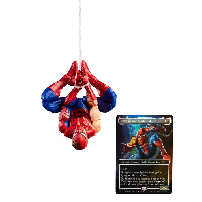 Marvel Legends Series Magic: The Gathering Battle-Damaged Spider-Man, Action Figure plus Exclusive Foil Trading Card