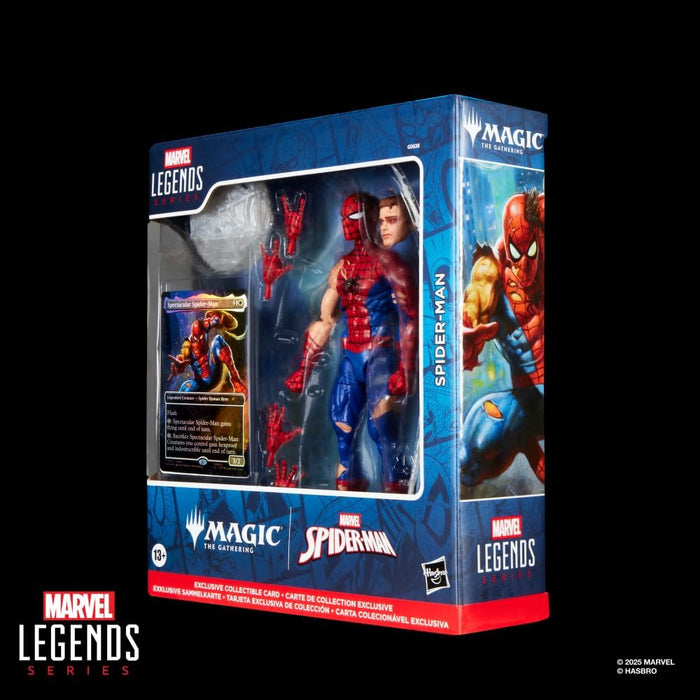 Marvel Legends Series Magic: The Gathering Battle-Damaged Spider-Man, Action Figure plus Exclusive Foil Trading Card