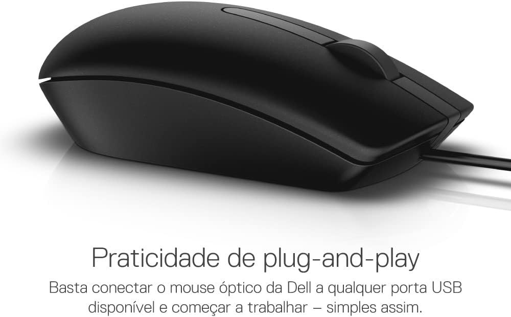 Dell Ms116 Wired Usb Mouse, 2-Buttons, 1000Dpi And Optical Tracking, Ambidextrous Design For Pc, Mac And Laptop, Black