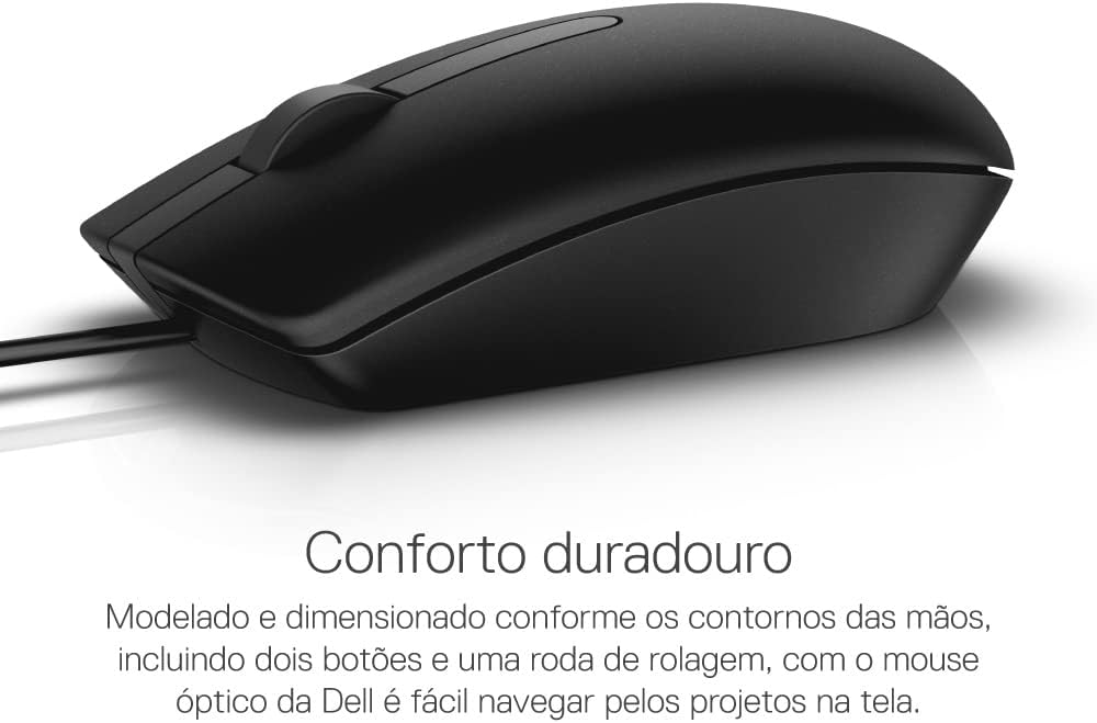 Dell Ms116 Wired Usb Mouse, 2-Buttons, 1000Dpi And Optical Tracking, Ambidextrous Design For Pc, Mac And Laptop, Black