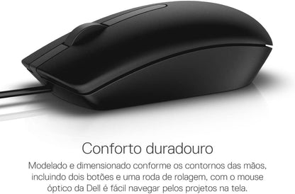Dell Ms116 Wired Usb Mouse, 2-Buttons, 1000Dpi And Optical Tracking, Ambidextrous Design For Pc, Mac And Laptop, Black
