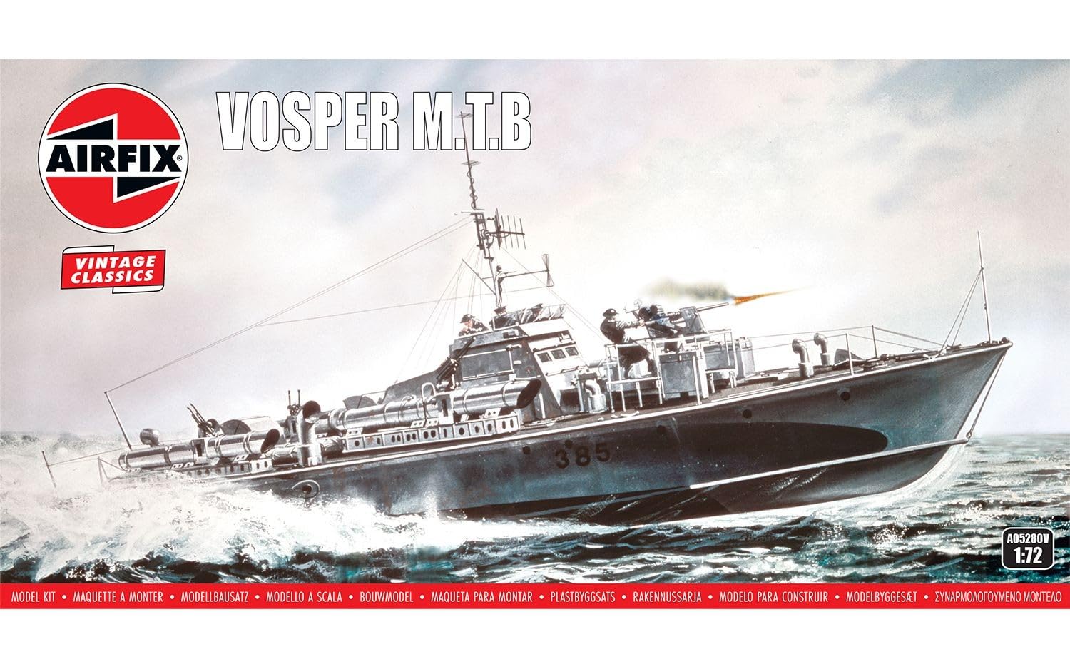 Airfix Vintage Classics Set - A05280V Vosper M.T.B - Plastic Model Watercraft Kits for Adults & Children 8+, Set Includes 189 Pieces - 1:72 Scale Model Boat Sets