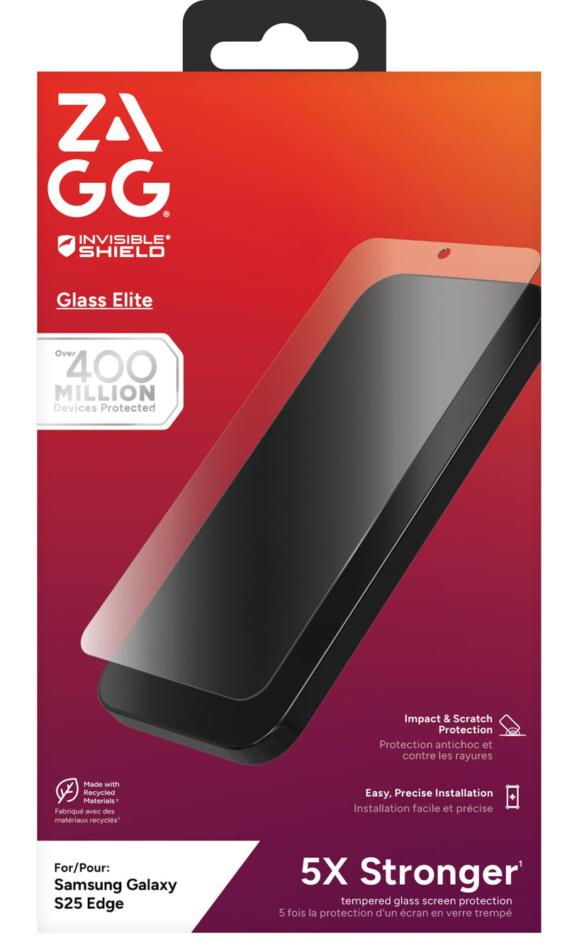 ZAGG InvisibleShield Glass Elite Samsung Galaxy A56  Screen Protector, Tempered Glass, Smudgefree, Dust-Free, Recycled Materials, Anti-microbial, Clear