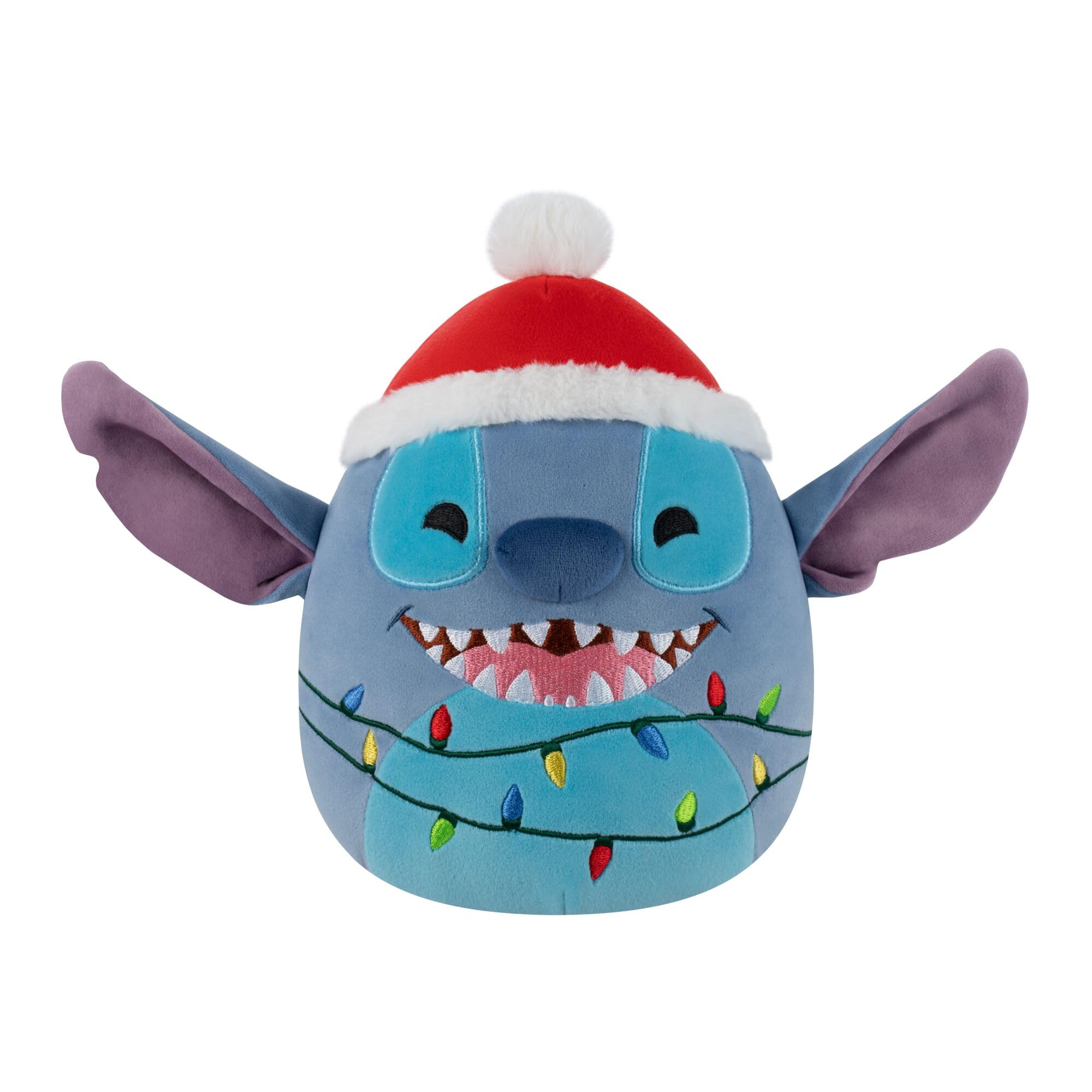Squishmallows Original 8-Inch Disney Holiday Stitch with Santa Hat and String Lights | Collectable Cute Plush Toy, Cuddly Toys for Children, Soft Toys, Cute Teddies Suitable for Girls and Boys Ages 3+
