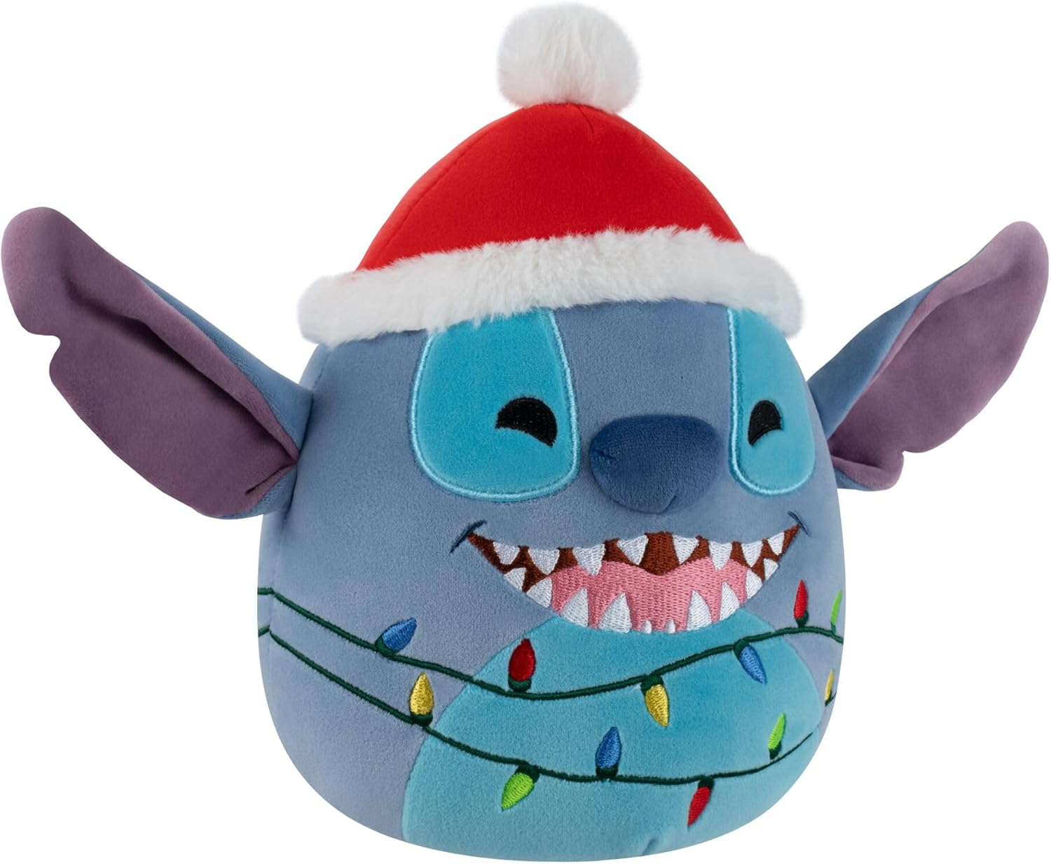 Squishmallows Original 8-Inch Disney Holiday Stitch with Santa Hat and String Lights | Collectable Cute Plush Toy, Cuddly Toys for Children, Soft Toys, Cute Teddies Suitable for Girls and Boys Ages 3+
