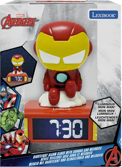 Lexibook - Iron Man Night Light Alarm Clock With Sounds - Red