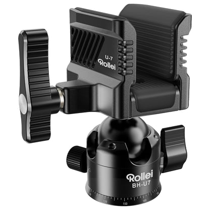 Rollei BH-U7 Ball Head Rifle Clamp 360° Rotation Hunting Accessories Span 3-7cm Aluminium & Rubber for Grifle Rest Shooting Stand 10kg Load Capacity 600g