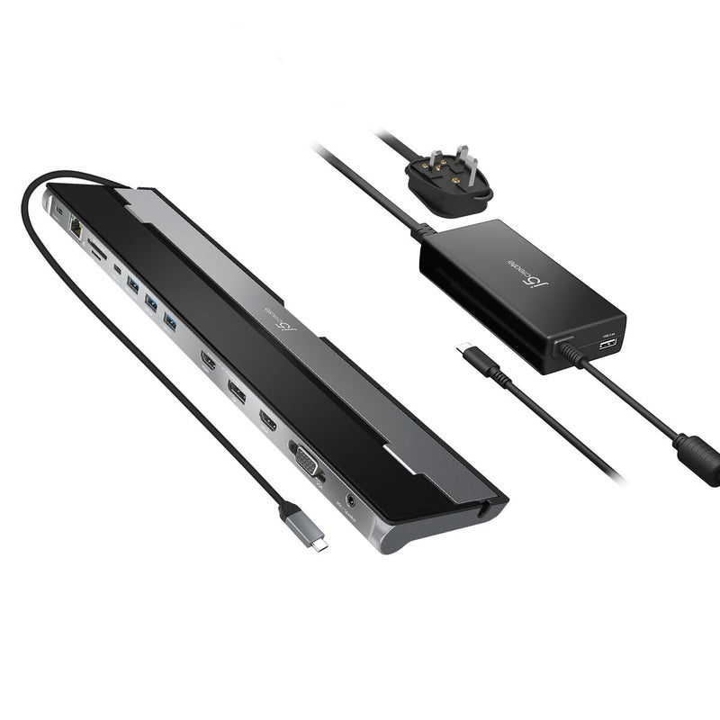 J5Create - Usb-C Triple Display Docking Station With 100W Pd Adapter - Eu