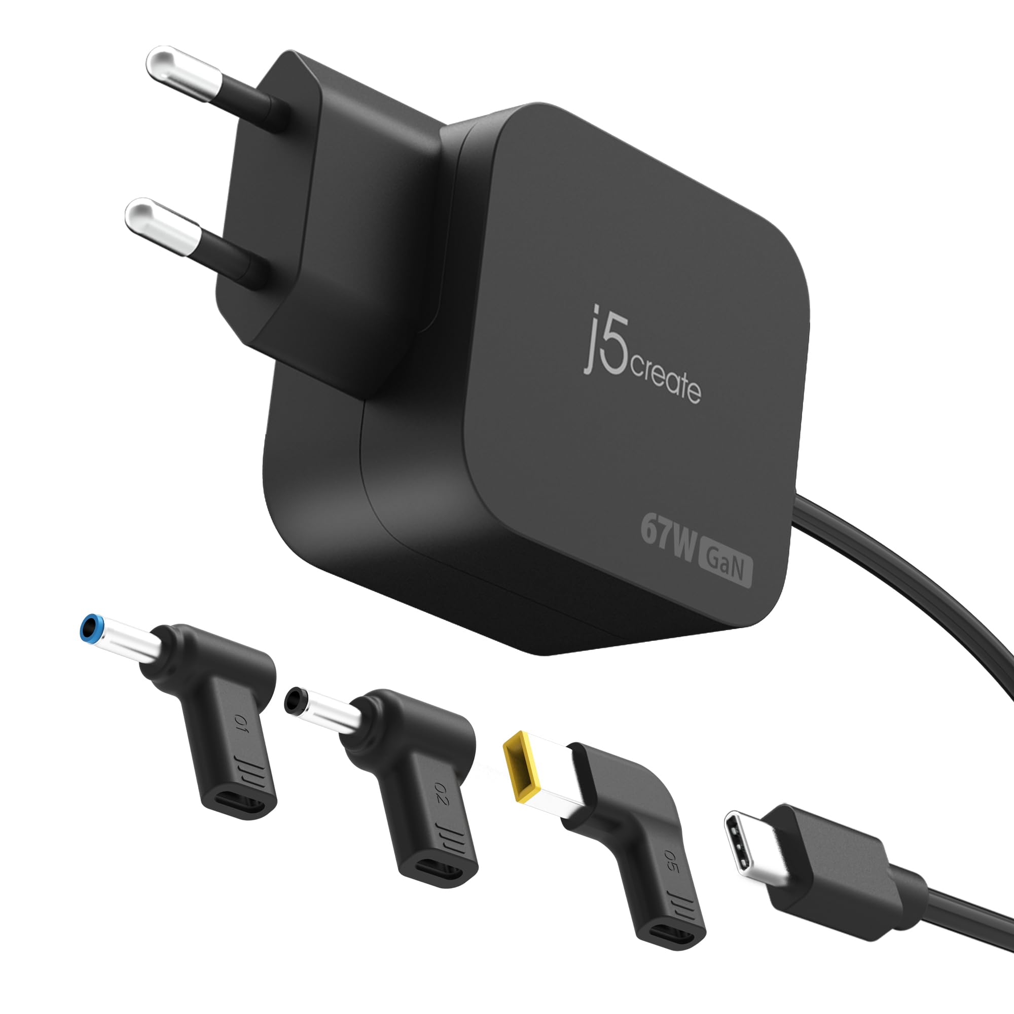 J5Create - 67W Gan Pd Usb-C Mini Charger With 3 Types Of Dc Connector - Eu