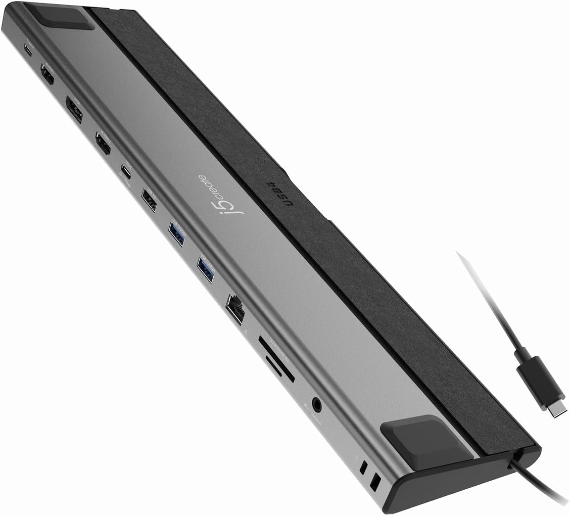 j5 create USB4 Thunderbolt 3/4 Compatibel Dual 4K Multi-Port Docking Station 14 in 1 PD Compatibel Docking Station Ruimte Grijs JCD554