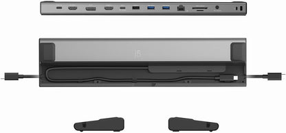 j5 create USB4 Thunderbolt 3/4 Compatibel Dual 4K Multi-Port Docking Station 14 in 1 PD Compatibel Docking Station Ruimte Grijs JCD554