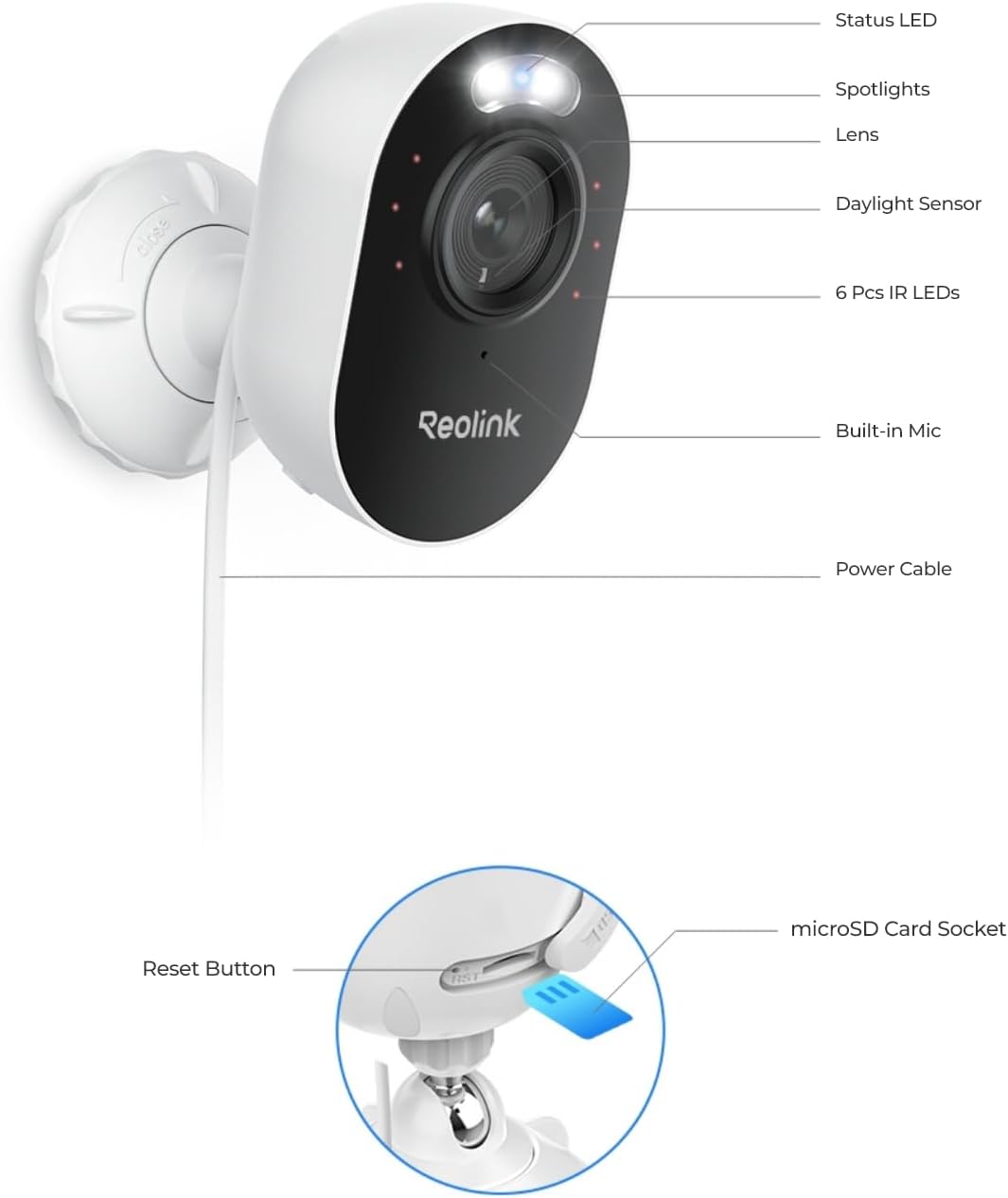 Reolink – Lumus (E430) Outdoor Wi-Fi Color Night Vision Camera – White