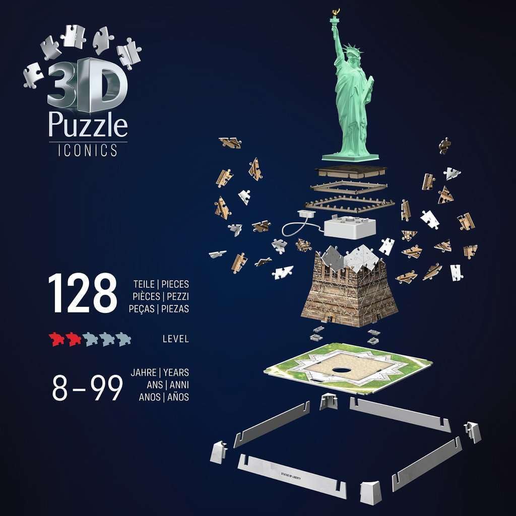 3D Puzzle Iconics: Freiheitsstatue - mit Licht: Eine wahre Ikone im 3D Puzzle Modellformat