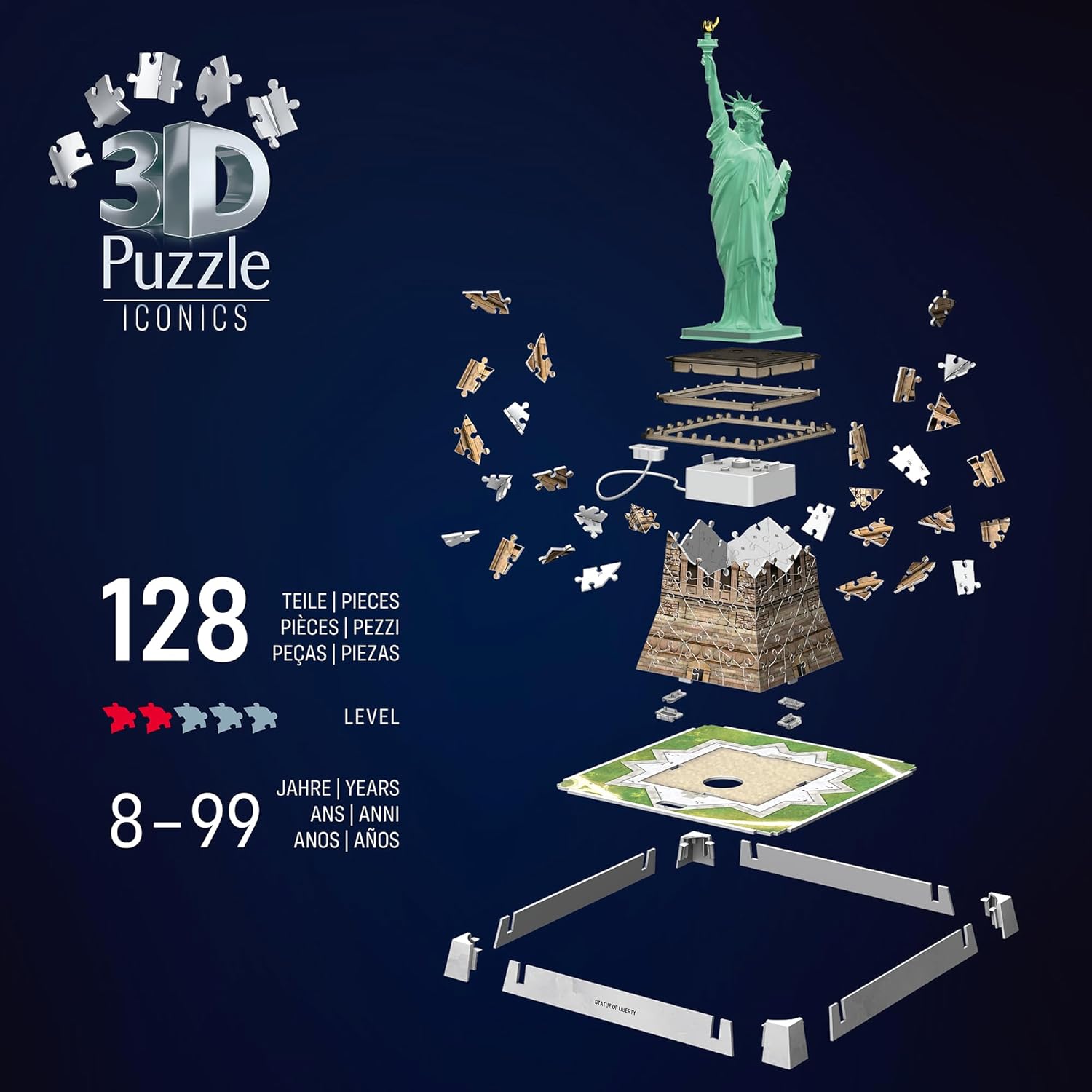 3D Puzzle Iconics: Freiheitsstatue - mit Licht: Eine wahre Ikone im 3D Puzzle Modellformat