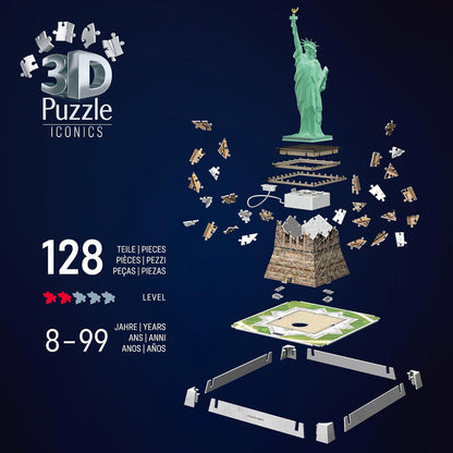 3D Puzzle Iconics: Freiheitsstatue - mit Licht: Eine wahre Ikone im 3D Puzzle Modellformat