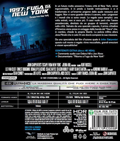 Blu-Ray 4K Uhd 1997: Fuga Da New York (4K Ultra Hd + Blu-Ray Hd