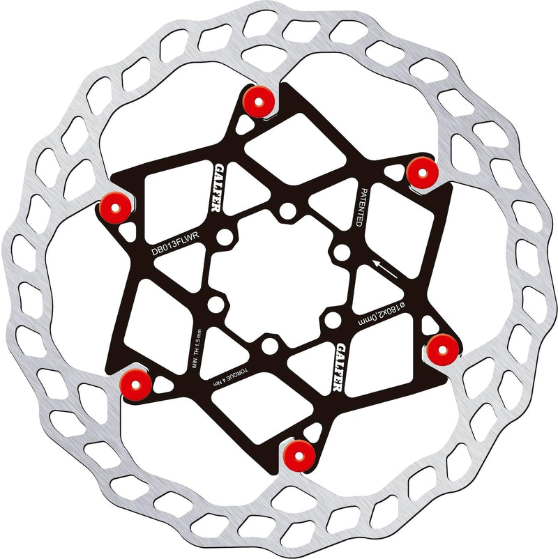 Galfer Wave Floating Disc Rotor - 6 Bolt - 180 x 2.0mm - Red Pins