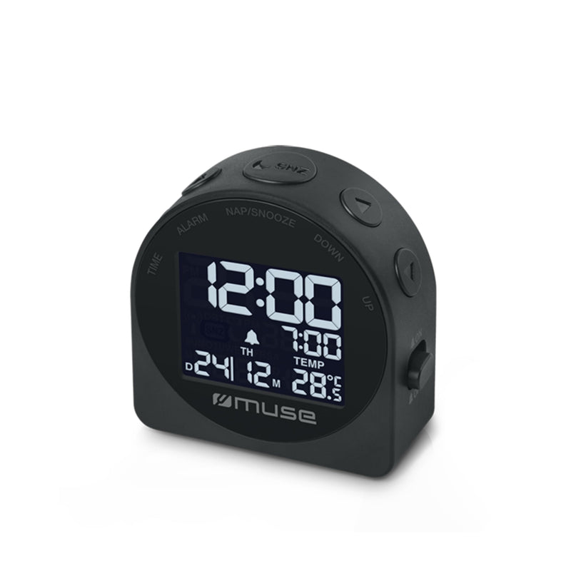 Muse: Travel Alarm Clock With Temperature And Date Display Dark Grey