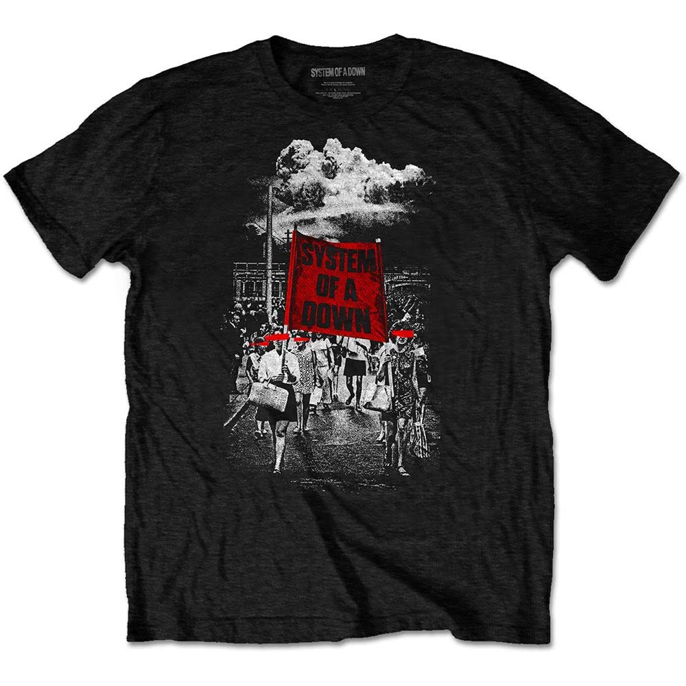 System Of A Down T Shirt Banner March Band Logo Nuovo Ufficiale Uomo Nero