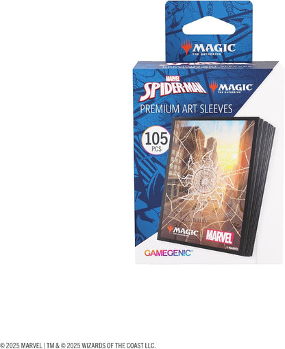 Gamegenic | Magic: The Gathering - Marvel's Spider-Man Premium Art Sleeves - Spider-Man Plains| 105 Sleeves Per Pack | Trading Card Accessory