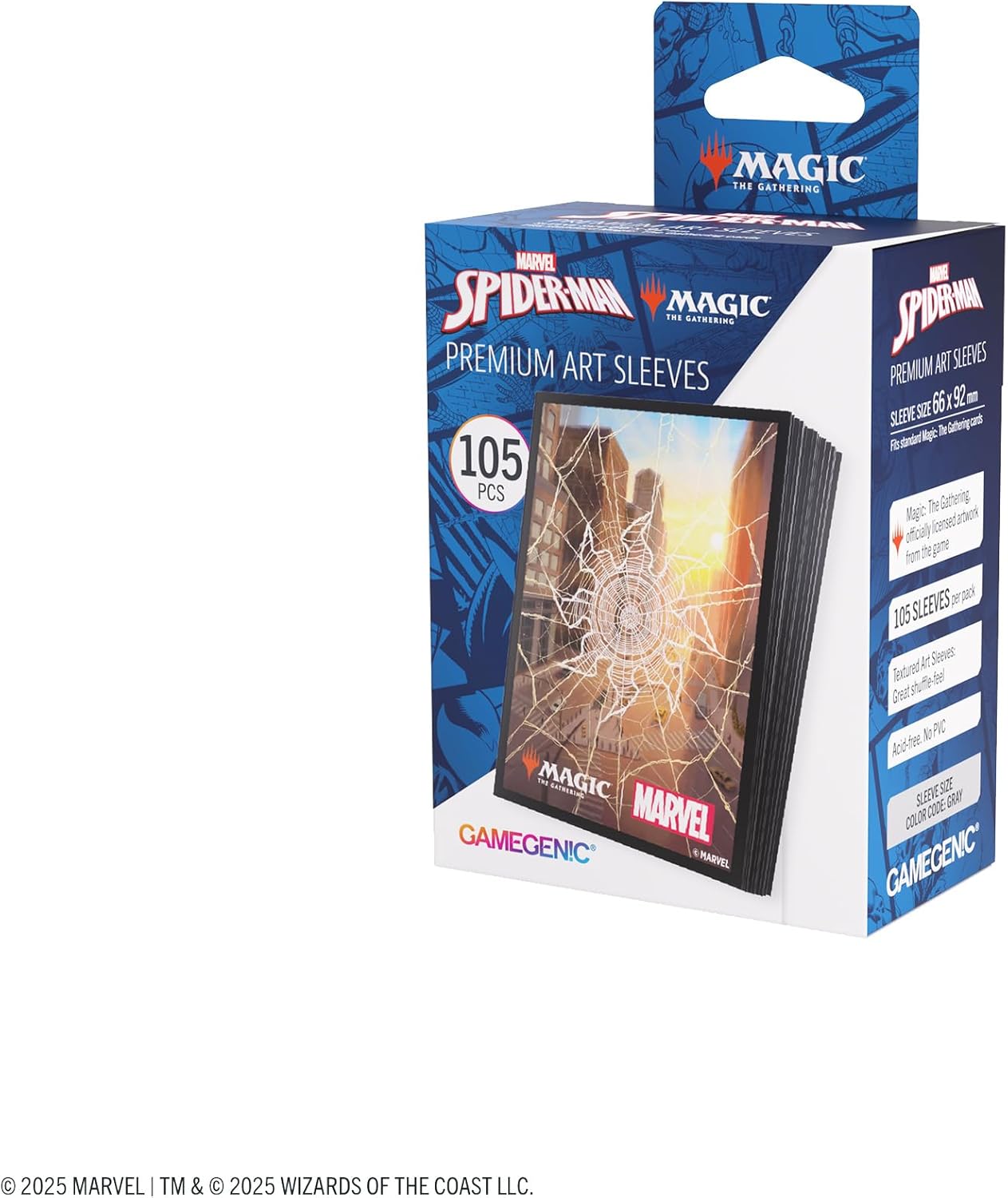 Gamegenic | Magic: The Gathering - Marvel's Spider-Man Premium Art Sleeves - Spider-Man Plains| 105 Sleeves Per Pack | Trading Card Accessory