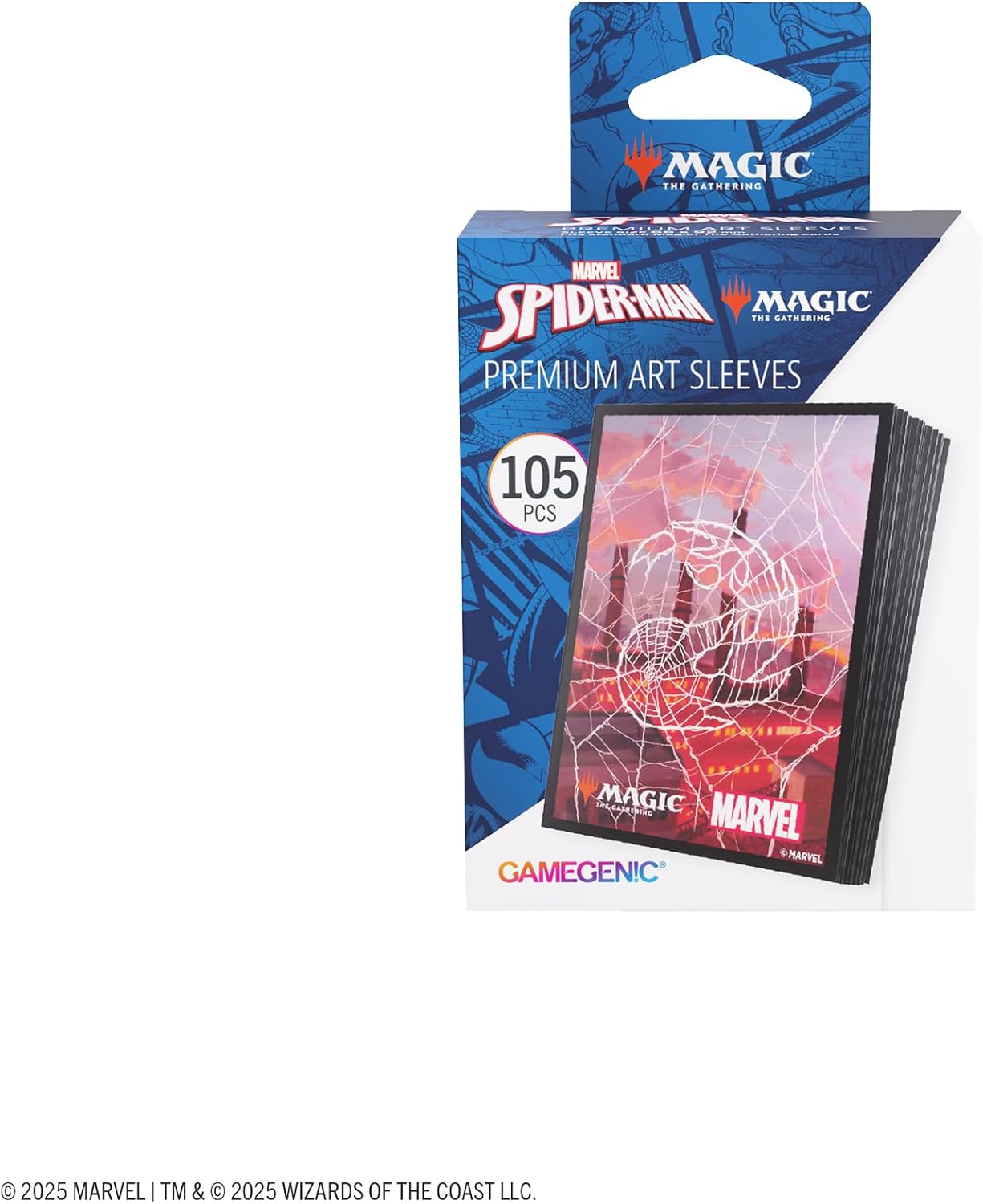 Gamegenic | Magic: The Gathering - Marvel's Spider-Man Premium Art Sleeves - Spider-Man Mountain| 105 Sleeves Per Pack | Trading Card Accessory