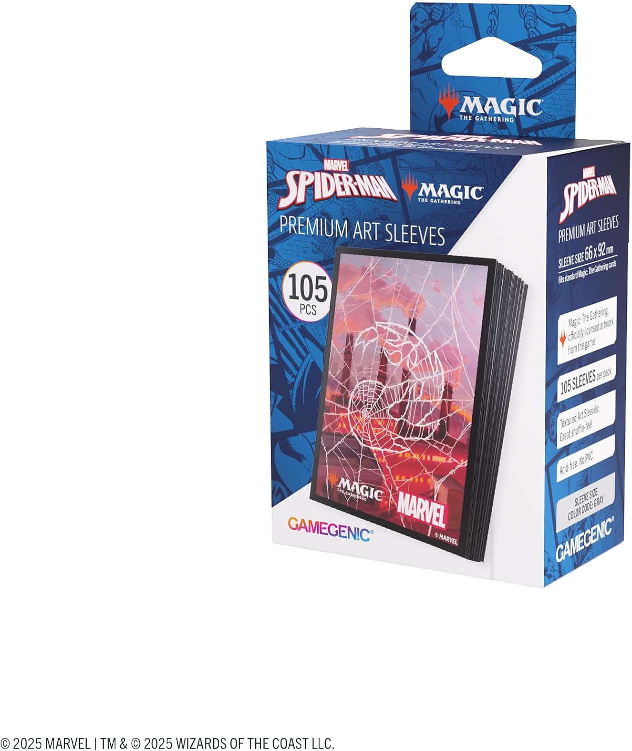 Gamegenic | Magic: The Gathering - Marvel's Spider-Man Premium Art Sleeves - Spider-Man Mountain| 105 Sleeves Per Pack | Trading Card Accessory