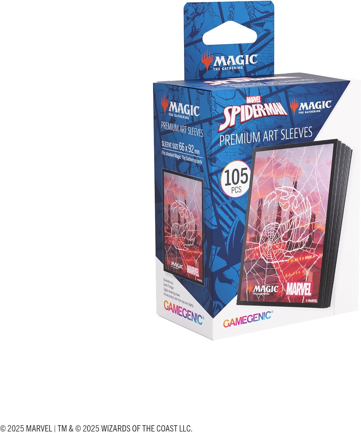 Gamegenic | Magic: The Gathering - Marvel's Spider-Man Premium Art Sleeves - Spider-Man Mountain| 105 Sleeves Per Pack | Trading Card Accessory