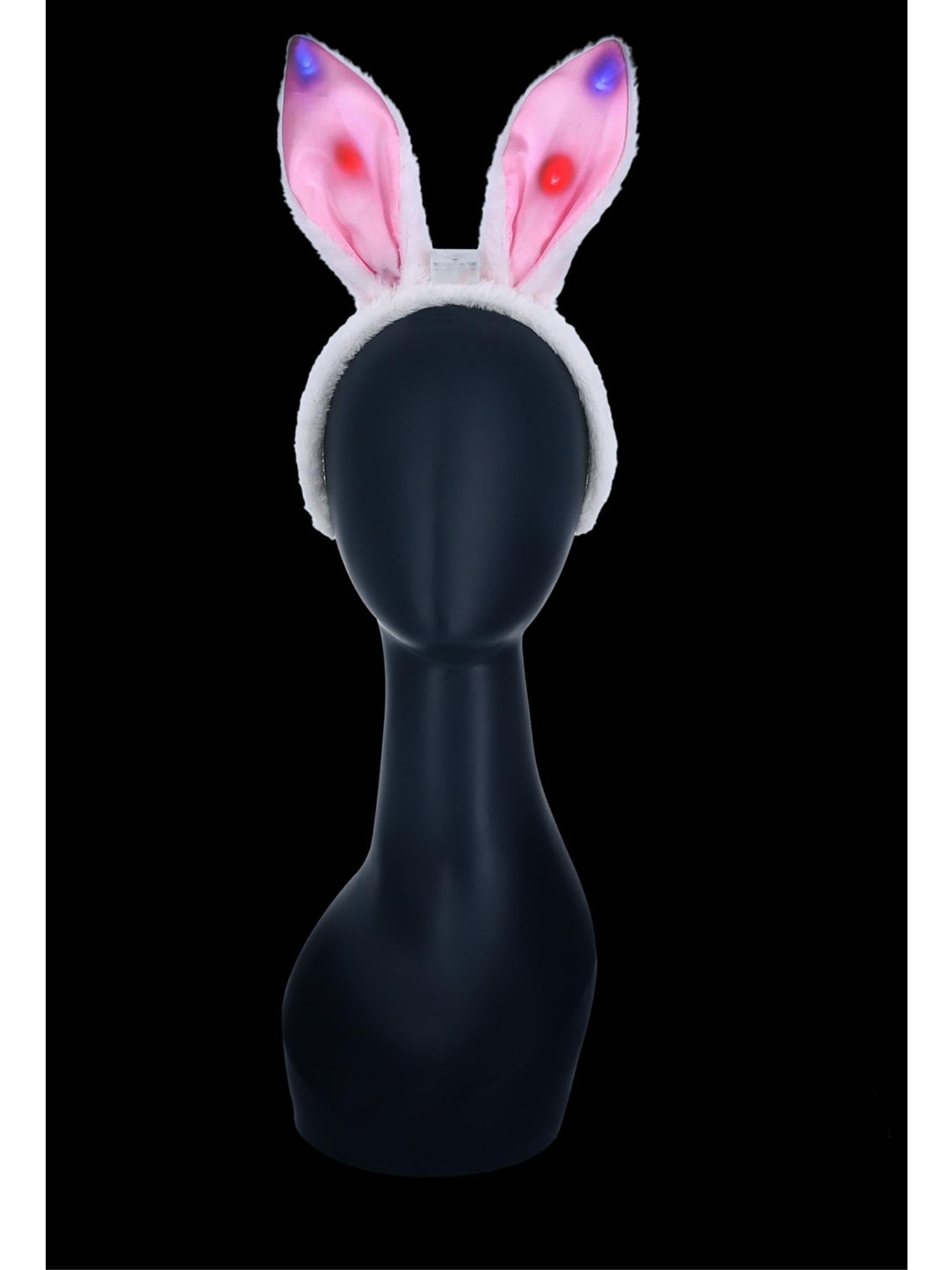 Smiffys LED Bunny Ears Batteries Included, Smiffys Leisure Products Fancy Dress, Child Dress Up Lite-up & glo