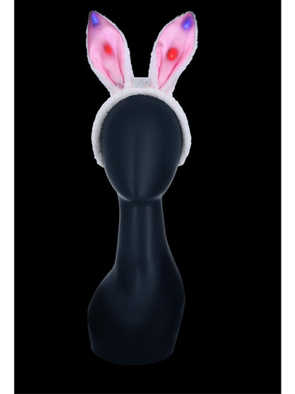 Smiffys LED Bunny Ears Batteries Included, Smiffys Leisure Products Fancy Dress, Child Dress Up Lite-up & glo