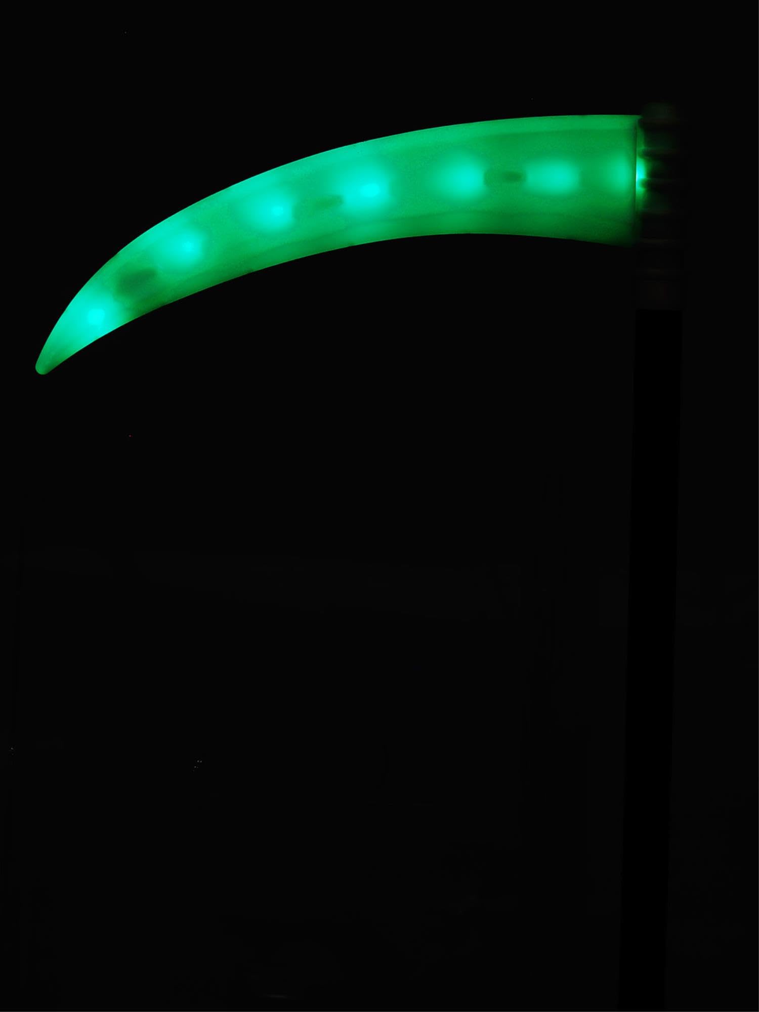 Smiffys Light Up Green LED Scythe Adjustable Halloween Fancy Dress Prop for Adults and Kids Grim Reaper Costume Accessory with Glowing Blade Effect Ideal for Trick or Treat and Themed Events