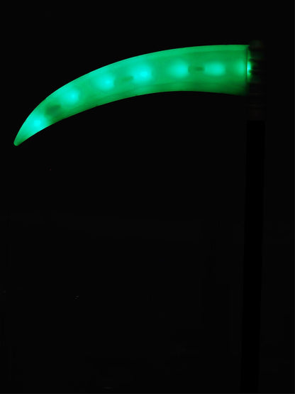 Smiffys Light Up Green LED Scythe Adjustable Halloween Fancy Dress Prop for Adults and Kids Grim Reaper Costume Accessory with Glowing Blade Effect Ideal for Trick or Treat and Themed Events