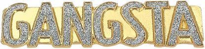 Smiffys 90s Gangsta Ring Fancy Dress Accessory for Adults Statement Gold Bling Ring with Diamante Lettering Ideal for Hip Hop Rappers 90s Throwback Parties Festivals and Fancy Dress Costumes