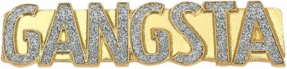 Smiffys 90s Gangsta Ring Fancy Dress Accessory for Adults Statement Gold Bling Ring with Diamante Lettering Ideal for Hip Hop Rappers 90s Throwback Parties Festivals and Fancy Dress Costumes