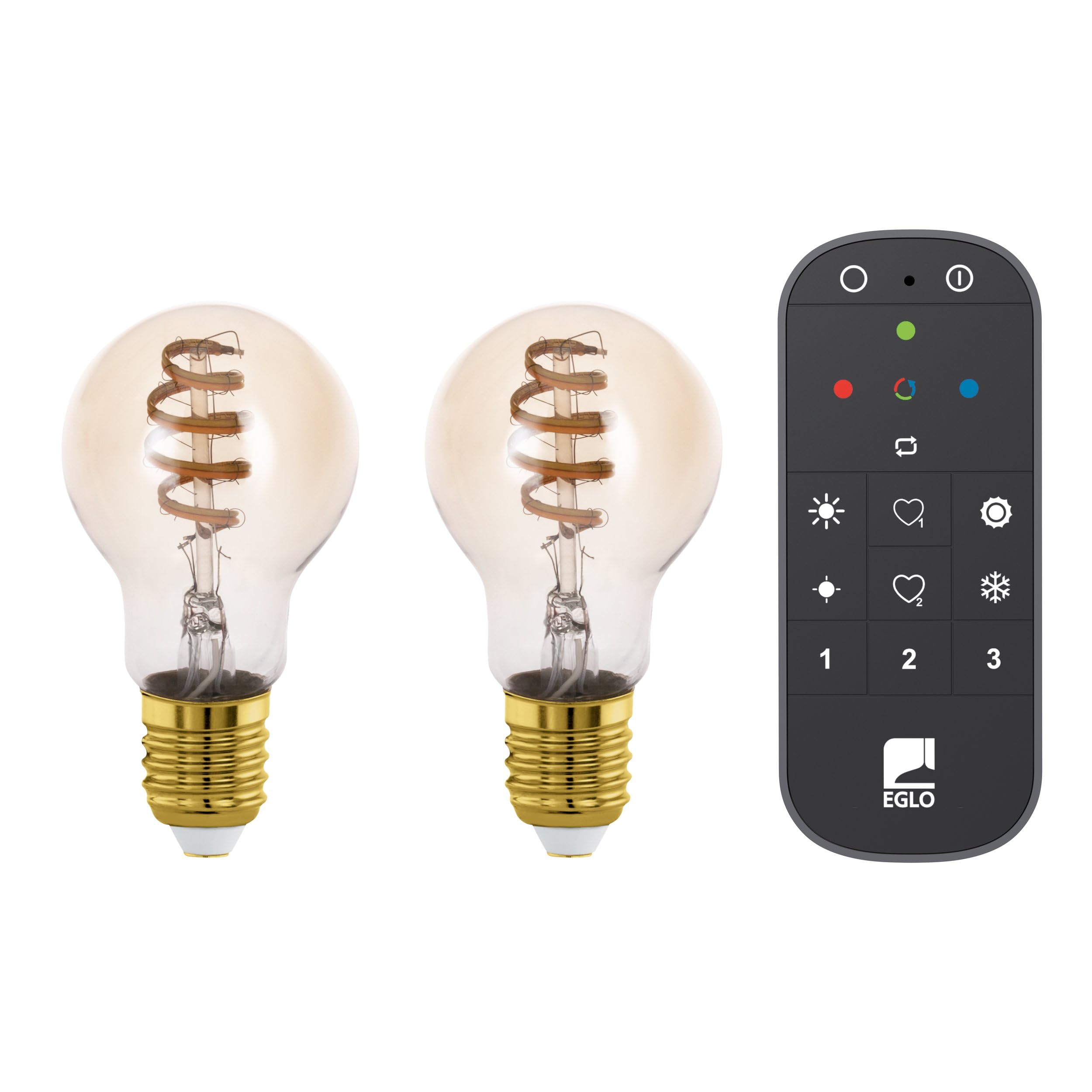 Eglo - Set Of 2X E27 A60 Amber Smart Bulbs – Tunable White – Zigbee/Bluetooth + Remote