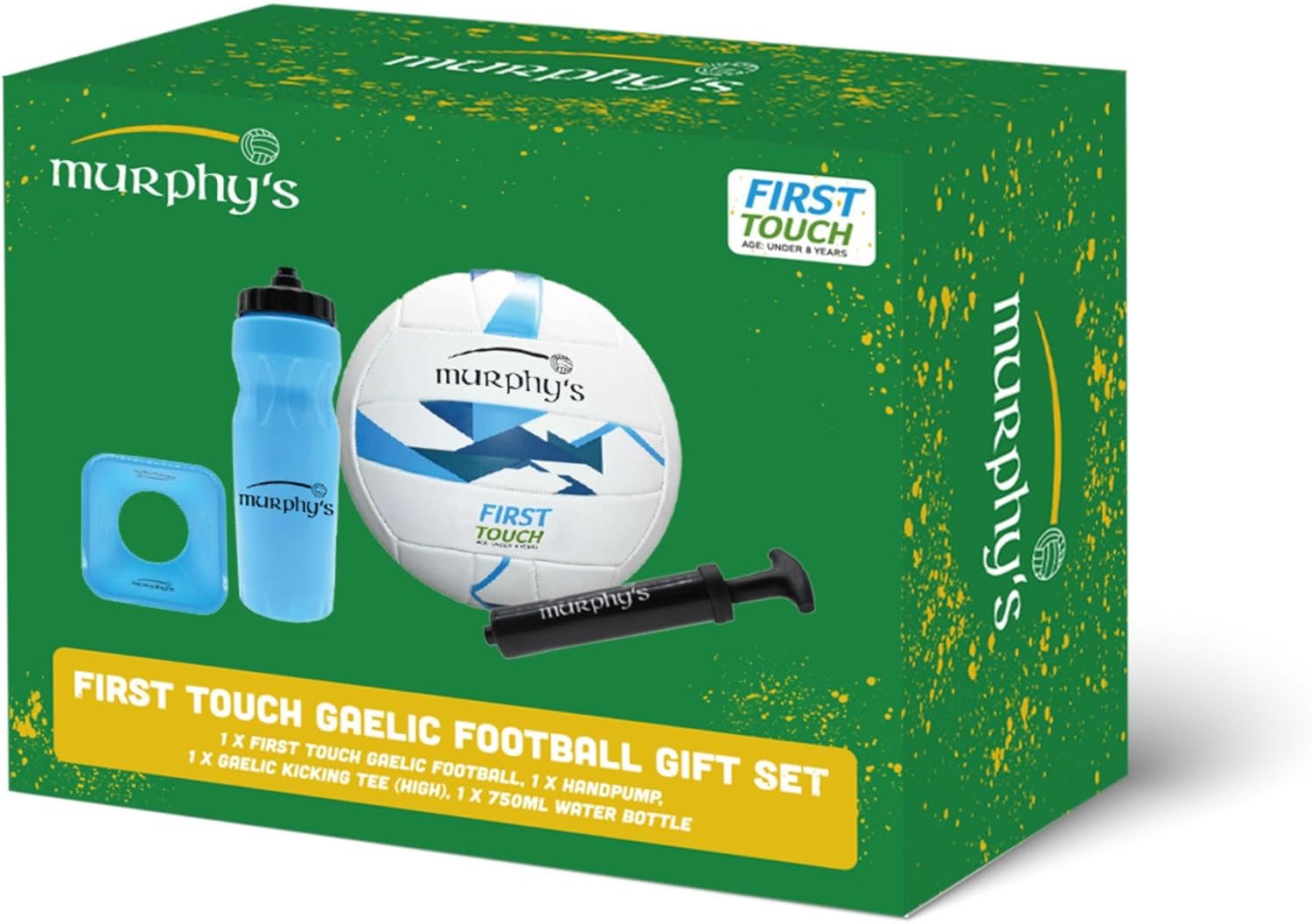 Murphy’s First Touch Gaelic Football Gift Set, Beginner Gaelic Football Training Kit with Ball, Kicking Tee, Handpump and 750ml Water Bottle