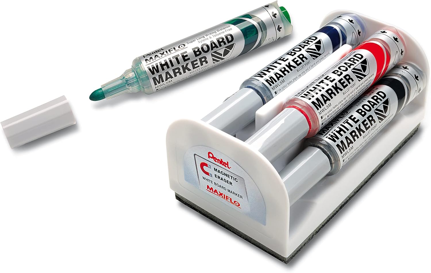 Pentel Maxiflo Liquid Ink Drywipe Marker Eraser Set