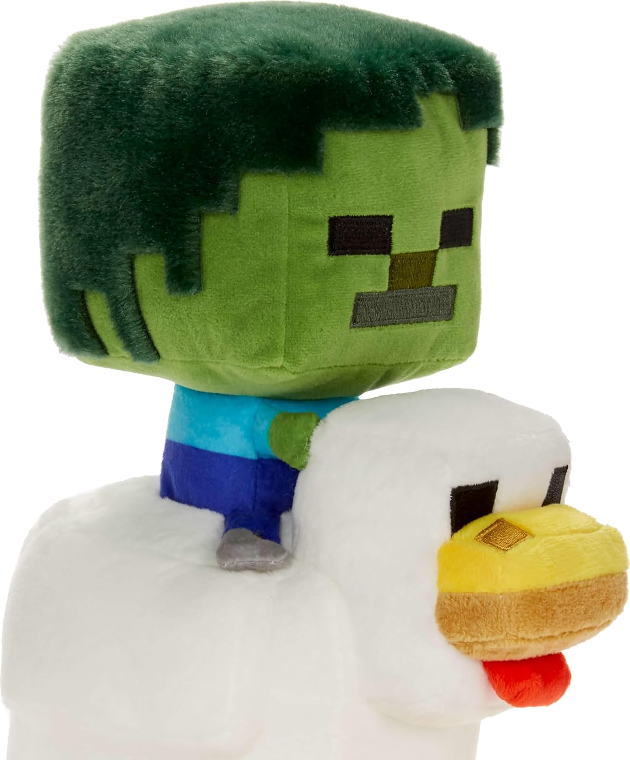 Mattel Minecraft Plush Zombie Chicken Jockey Toy, Collectible Stuffed Animal, 8-inch Soft Doll Inspired by Video Game Character