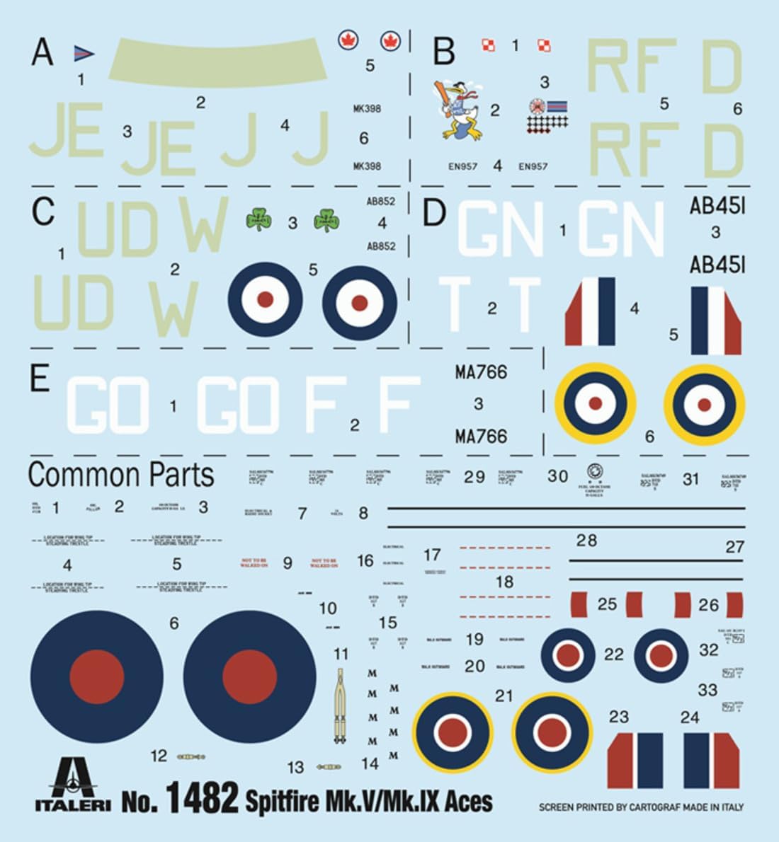 Italeri 1482 Spitfire Mk.V/Mk.IX Aces 1:48 Model Kit