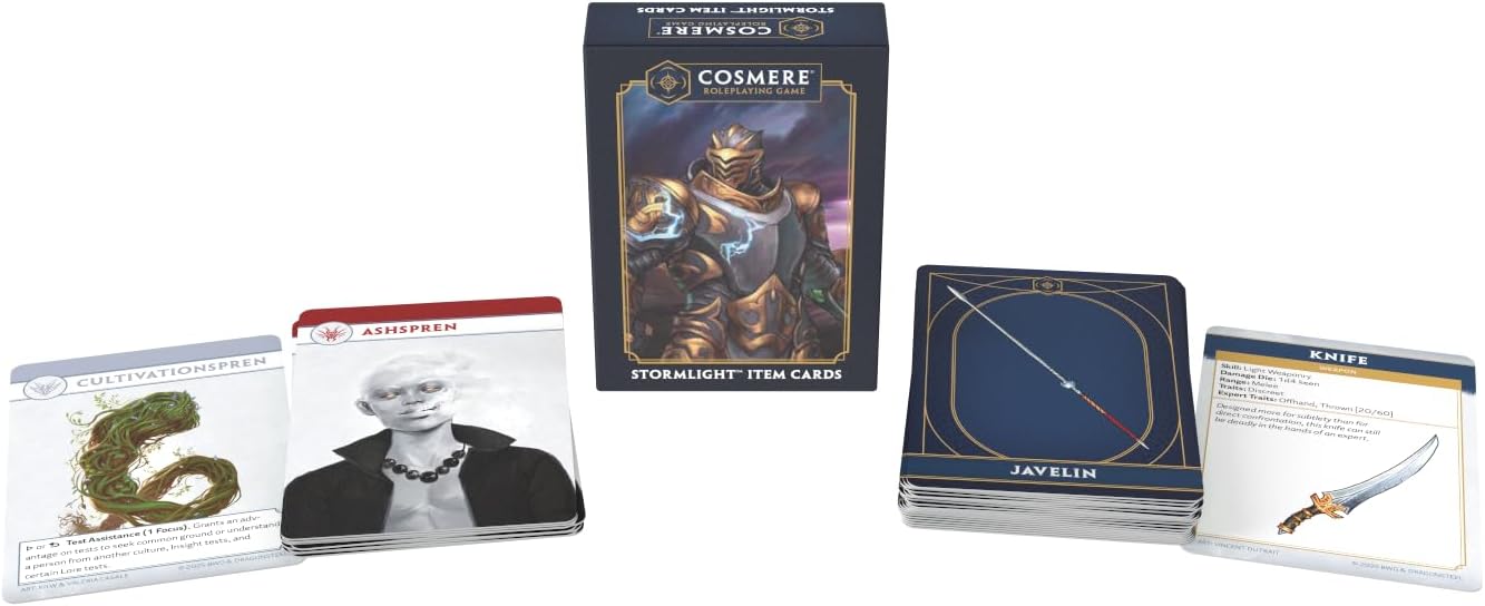 Stormlight Item Deck - Cosmere RPG by Brotherwise Games | 3-7 Players | 52 Item Cards & 9 Spren Cards | Ages 14+ |