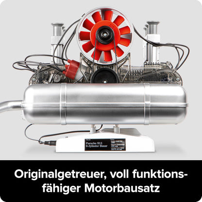 FRANZIS 67224 Porsche 911 Boxer Engine. 290 Piece Kit, Transparent Functional Model, Movable Crankshaft, Pistons and Valves, Includes Rich... Air-Cooled 6 Cylinder Engine Model