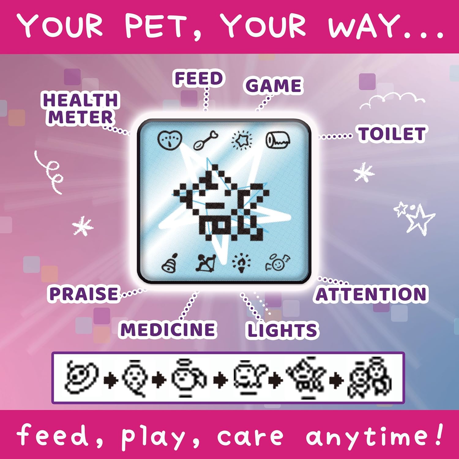 Bandai Tamagotchi Original Angel Tiara Digital Pet | Nurture And Raise The Original Electronic Pet | Japanese Kids Toys For Girls And Boys Make Great 90s Retro Gifts