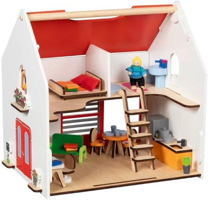 Goki - Goki Houten Draagbaar Poppenhuis met Accessoires