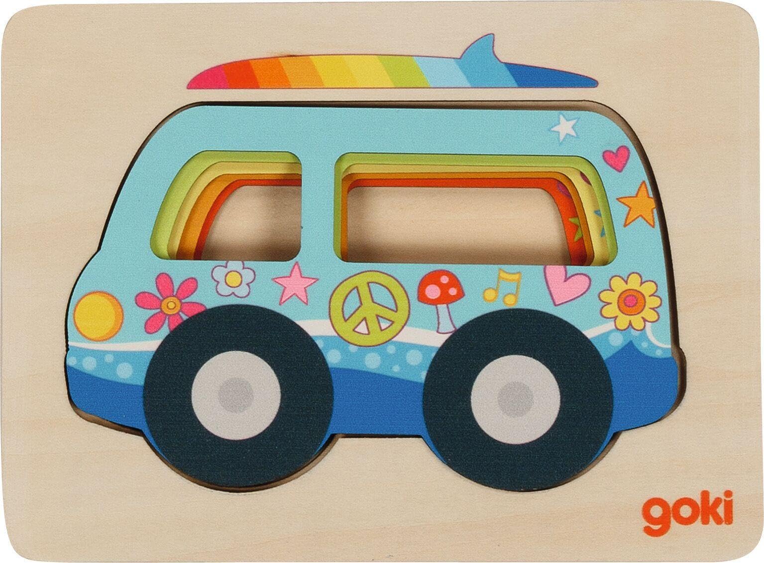 Goki - Goki Houten Lagenpuzzel Auto 5st.
