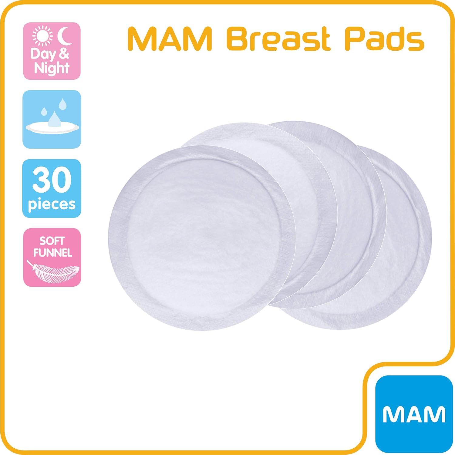 MAM Discrete en zelfklevende lactatiekoppen, extra absorberend en ventilerend, 30 stuks