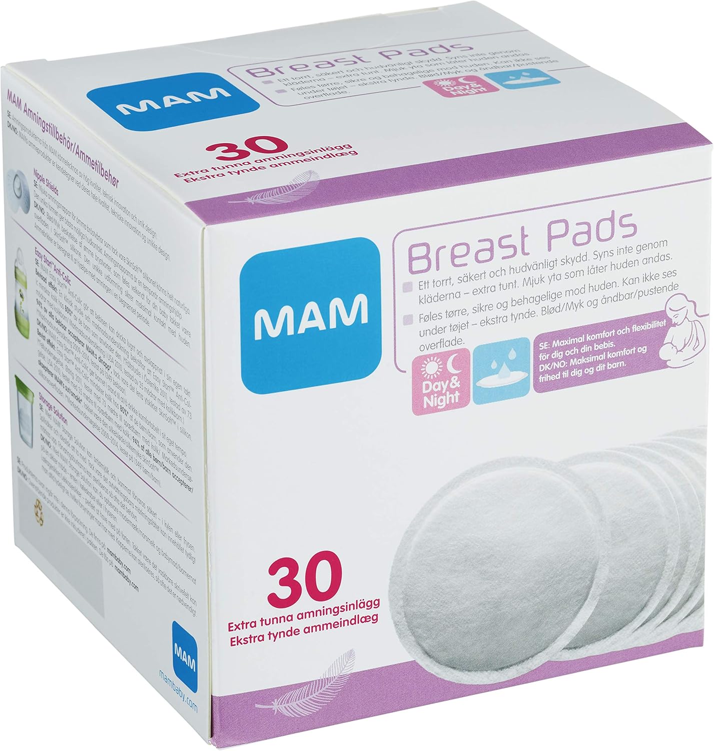 MAM Discrete en zelfklevende lactatiekoppen, extra absorberend en ventilerend, 30 stuks